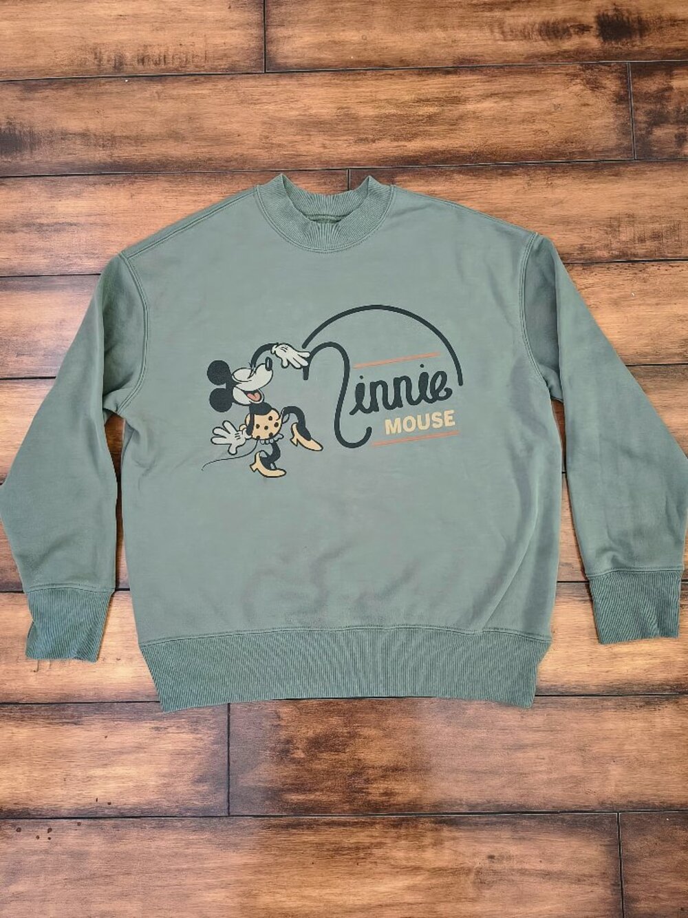 Disney Minnie Mouse Sage Green Crewneck Sweatshirt Size Large